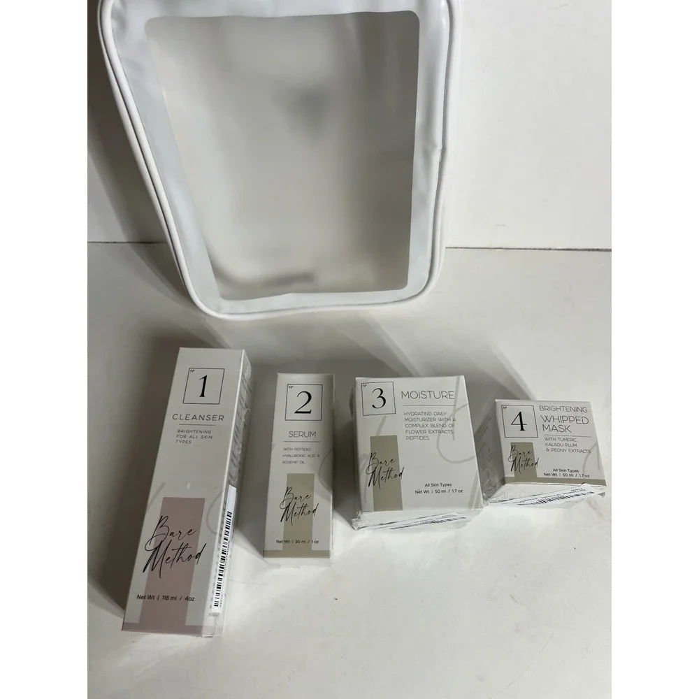 Bare Method Skincare Bundle 4Step Facial Kit Cleanser Serum Moisturizer Mask NEW